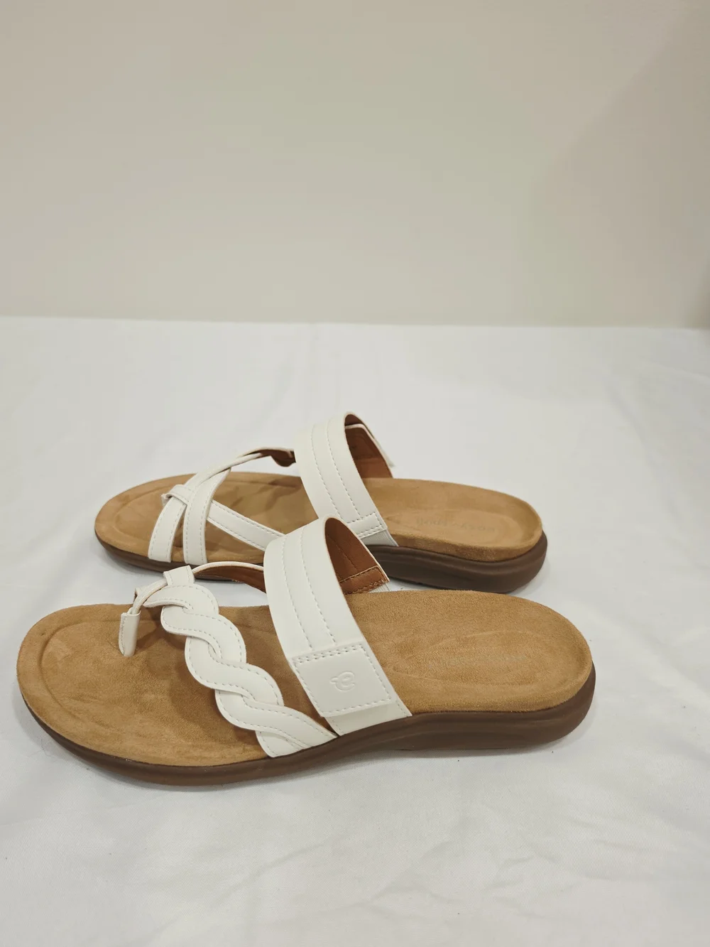Easy Spirit White Warren Braided Slide Sandals